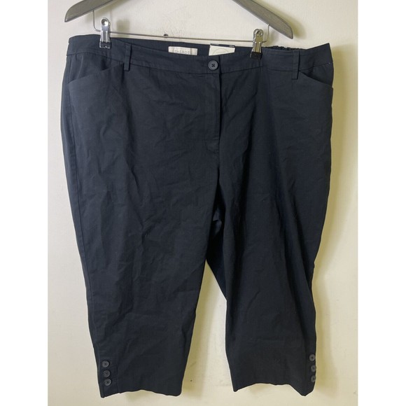 Talbots Pants Womens 22W Black Perfect Skimmer Crop Pants Flat Front Pockets - Picture 1 of 4